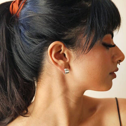 Brushed Wide Huggie Hoop Earrings