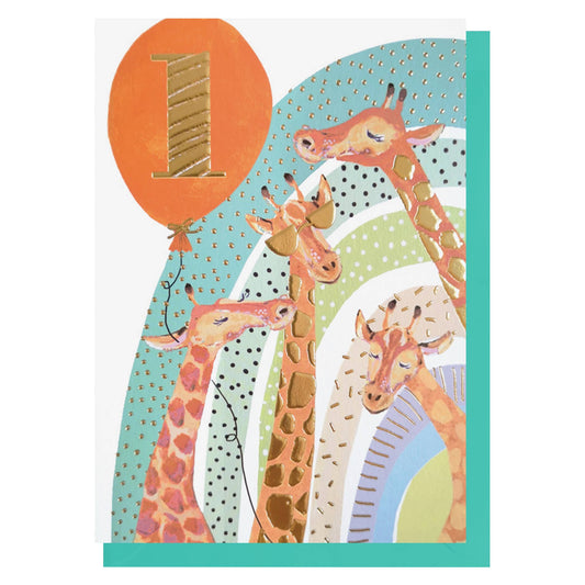 Age 1 Giraffe Birthday Card | Milestone Age Card | Kids Card