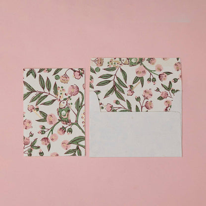 Hand Block Printed Greeting Card - GC Song Birds Blush