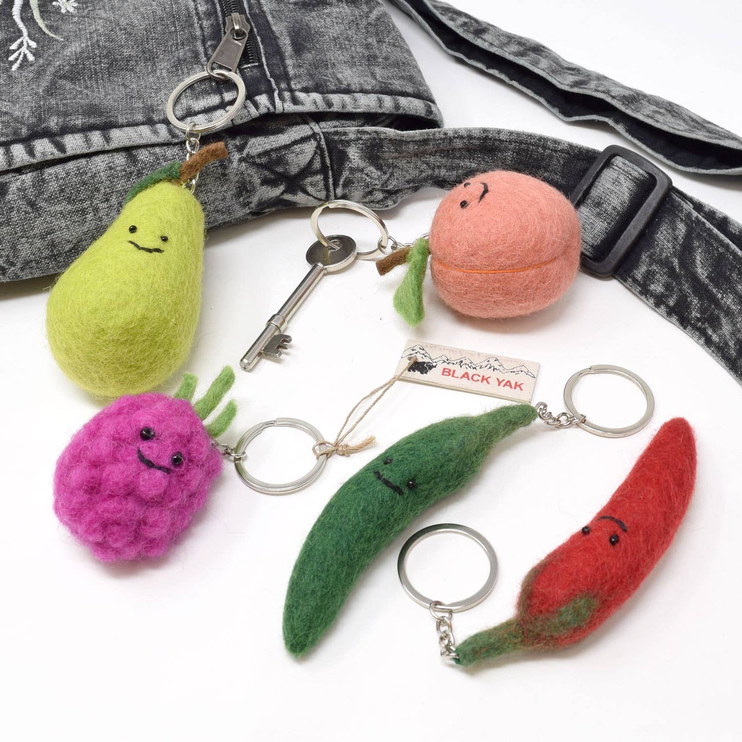 Felt Keychain - Raspberry Felt Bag Charm