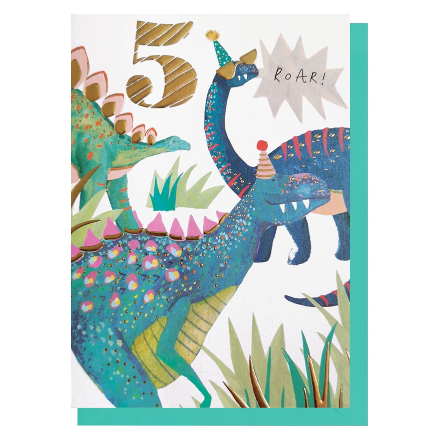 Age 5 | Dinosaurs Birthday Card | Milestone Age | Kids Cards