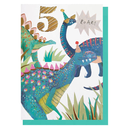 Age 5 | Dinosaurs Birthday Card | Milestone Age | Kids Cards