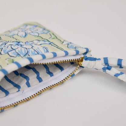 Organic Cotton Zipped Pouch Set 2pk - Floral Indigo