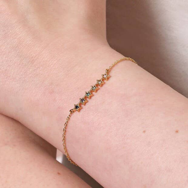 Blue Ombre Crystal Star Bar Bracelet in Gold