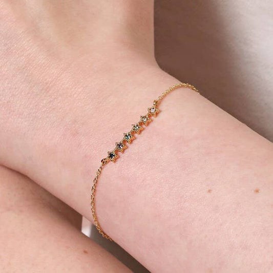 Blue Ombre Crystal Star Bar Bracelet in Gold