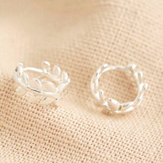 Fern leaf Huggie earrings in Silver