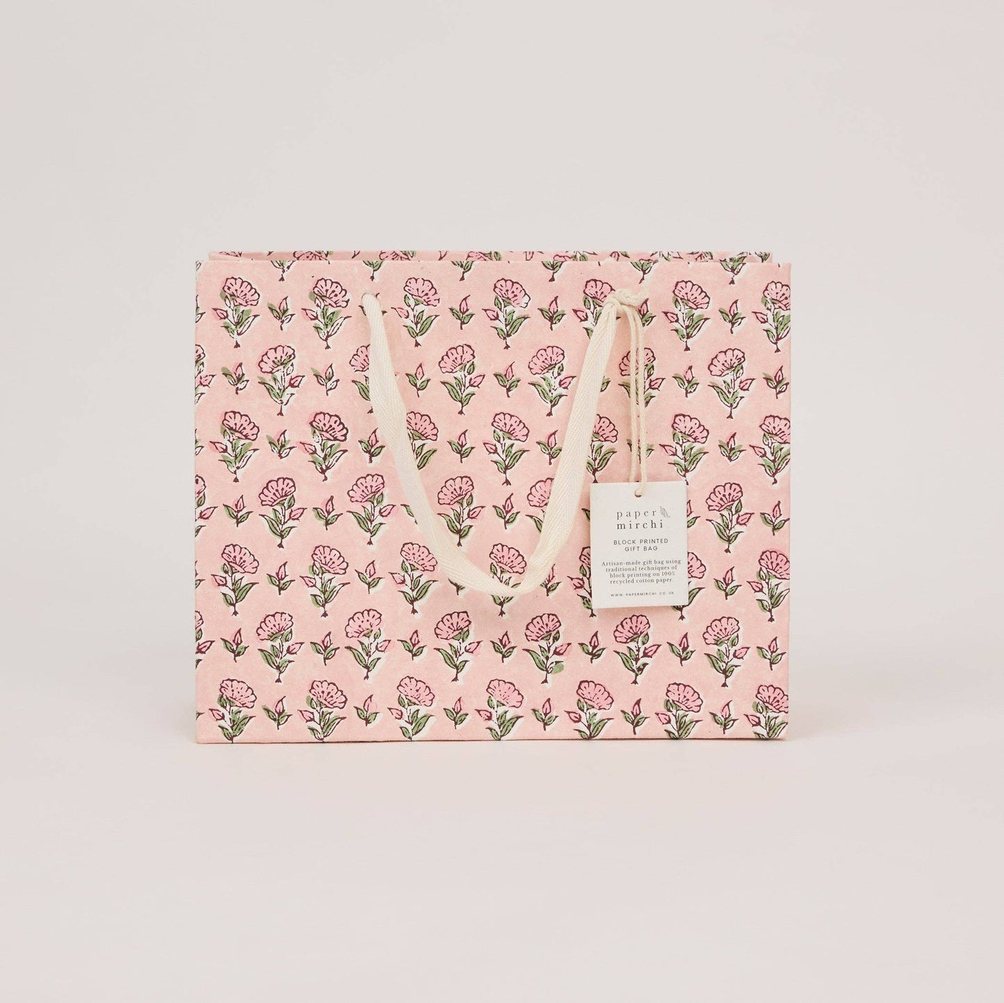 Hand Block Printed Gift Bags (Medium) - Blush Refresh