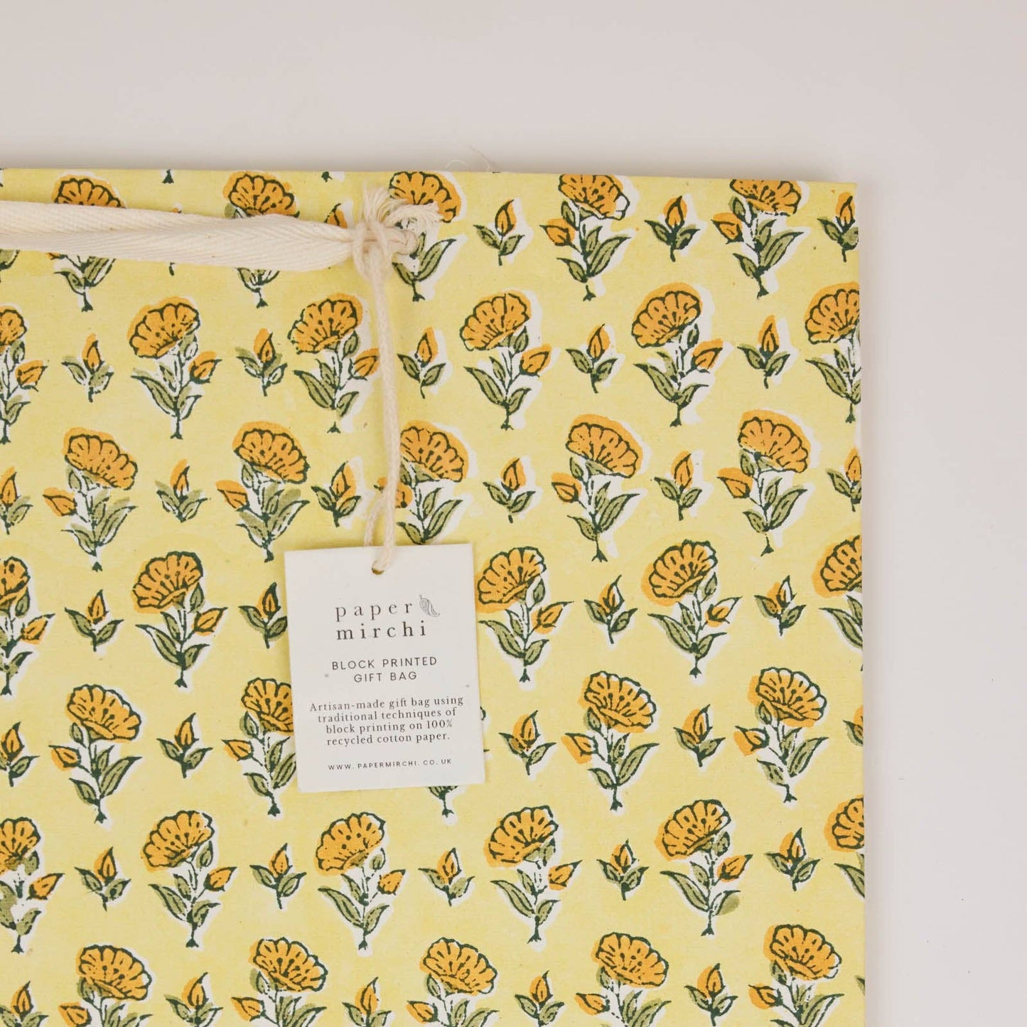 Hand Block Printed Gift Bags (Large) - Sunshine Refresh