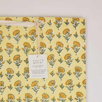 Hand Block Printed Gift Bags (Large) - Sunshine Refresh
