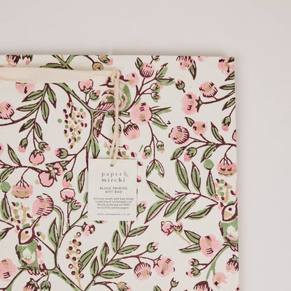 Hand Block Printed Gift Bags (Large) - Blush Refresh