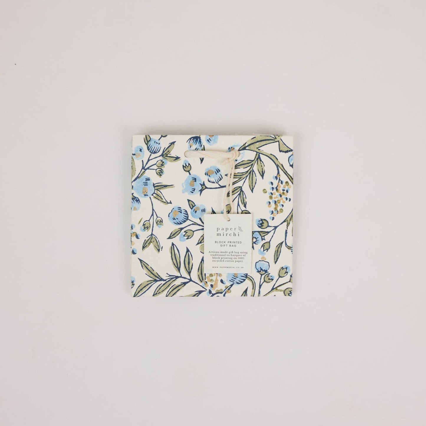 Hand Block Printed Gift Bags (Small) - Blue Stone Refresh