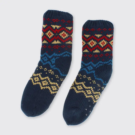 Men's Fairisle Slipper Socks - Blue