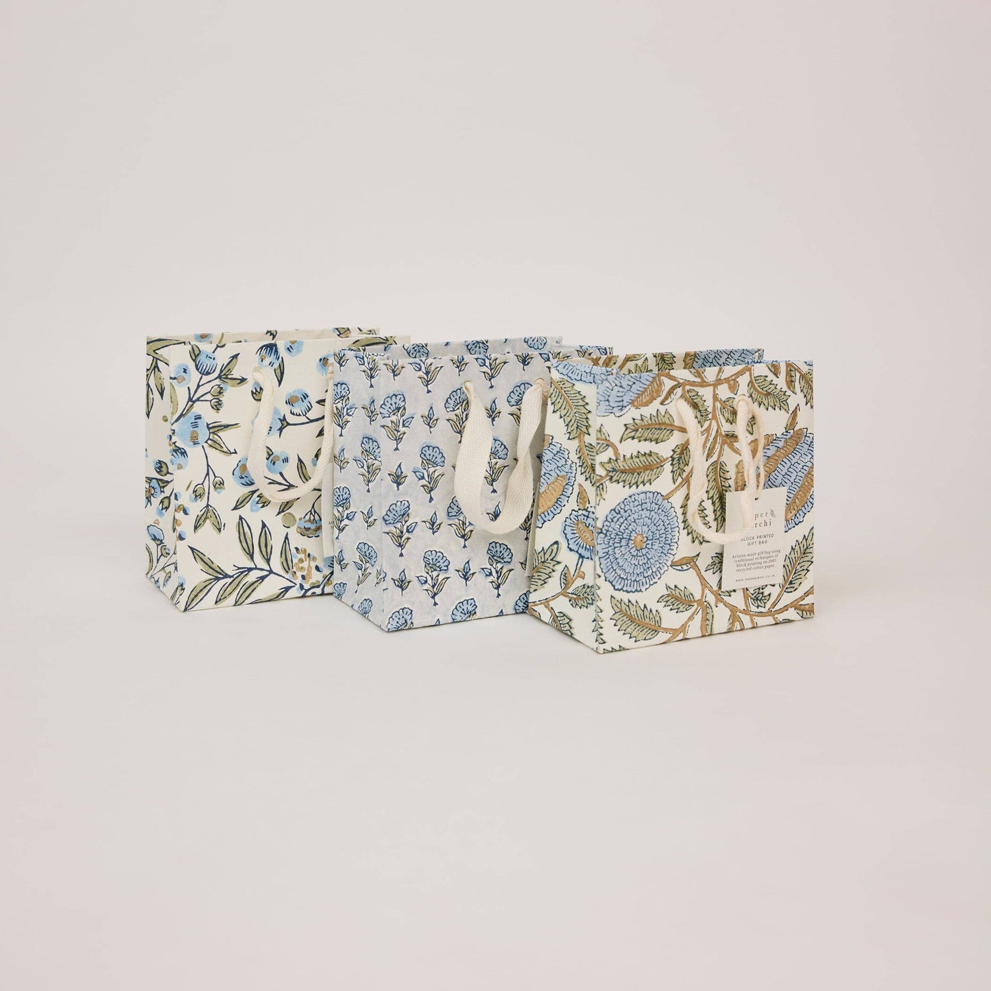 Hand Block Printed Gift Bags (Small) - Blue Stone Refresh
