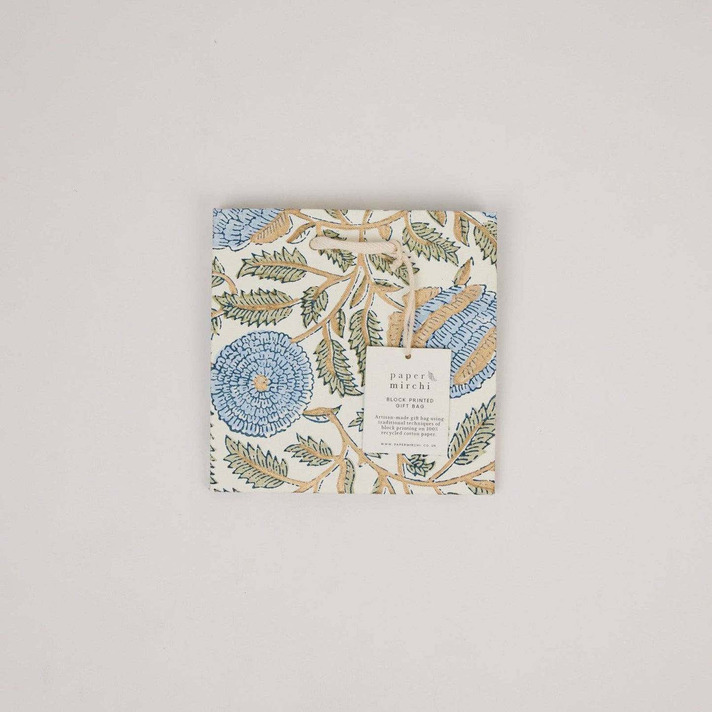Hand Block Printed Gift Bags (Small) - Blue Stone Refresh