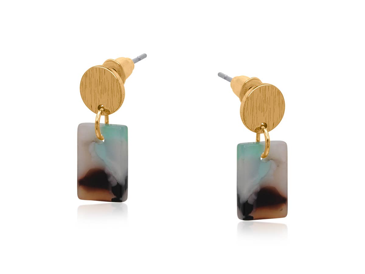 AURORA PETITE RESIN RECTANGLE STUD EARRINGS