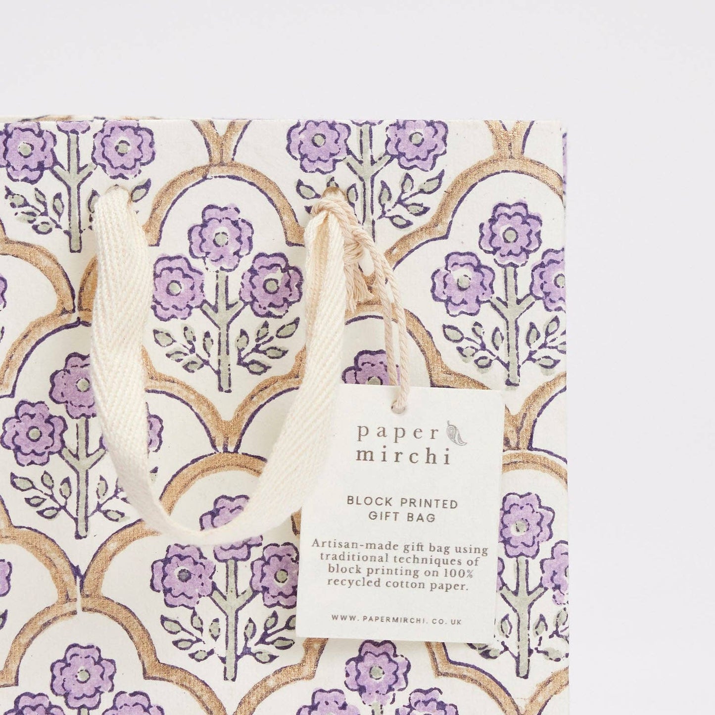 Block Printed Gift Bags (Small) - Lavender