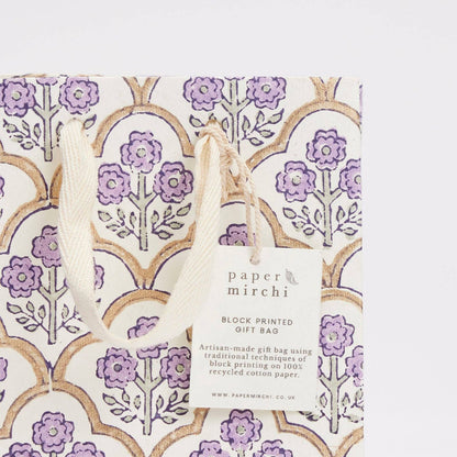 Block Printed Gift Bags (Small) - Lavender