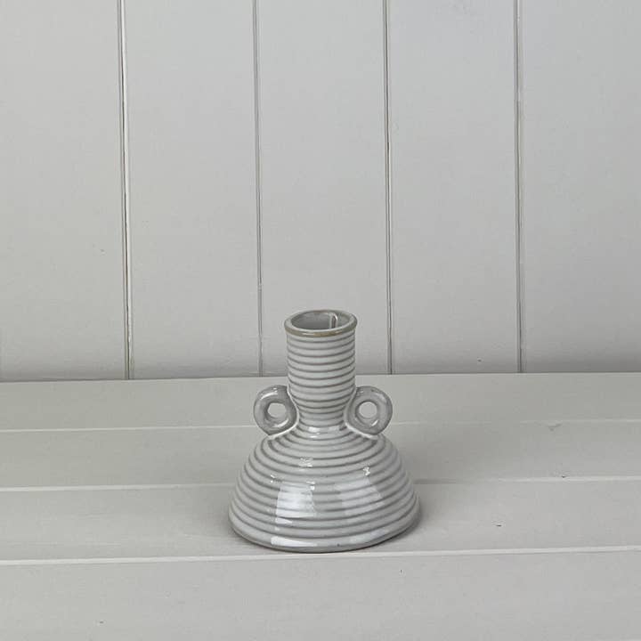 Glazed Ceramic Candle Holder with Textured Detail (10cm)