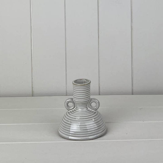 Glazed Ceramic Candle Holder with Textured Detail (10cm)