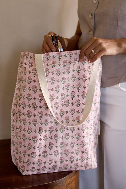 Organic Cotton Tote Bag - Ditsy Floral Blush
