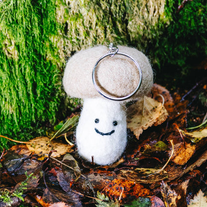 Felt Keychain - Brown Mushroom Keyring