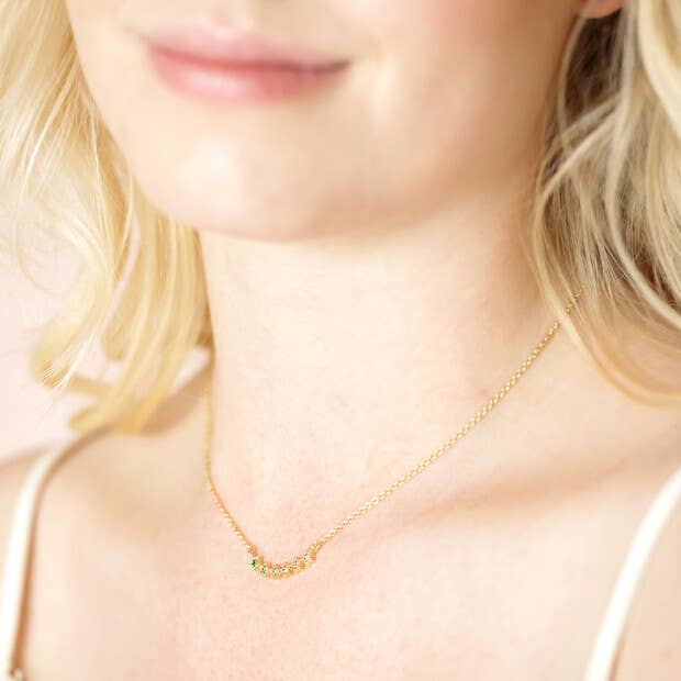 Ombre Crystal Star Bar Necklace in Gold