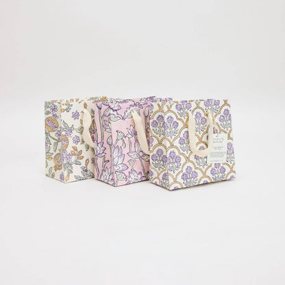 Block Printed Gift Bags (Small) - Lavender