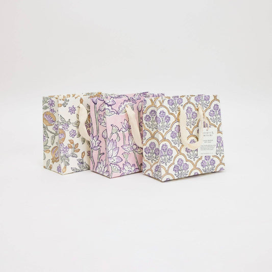 Block Printed Gift Bags (Small) - Lavender
