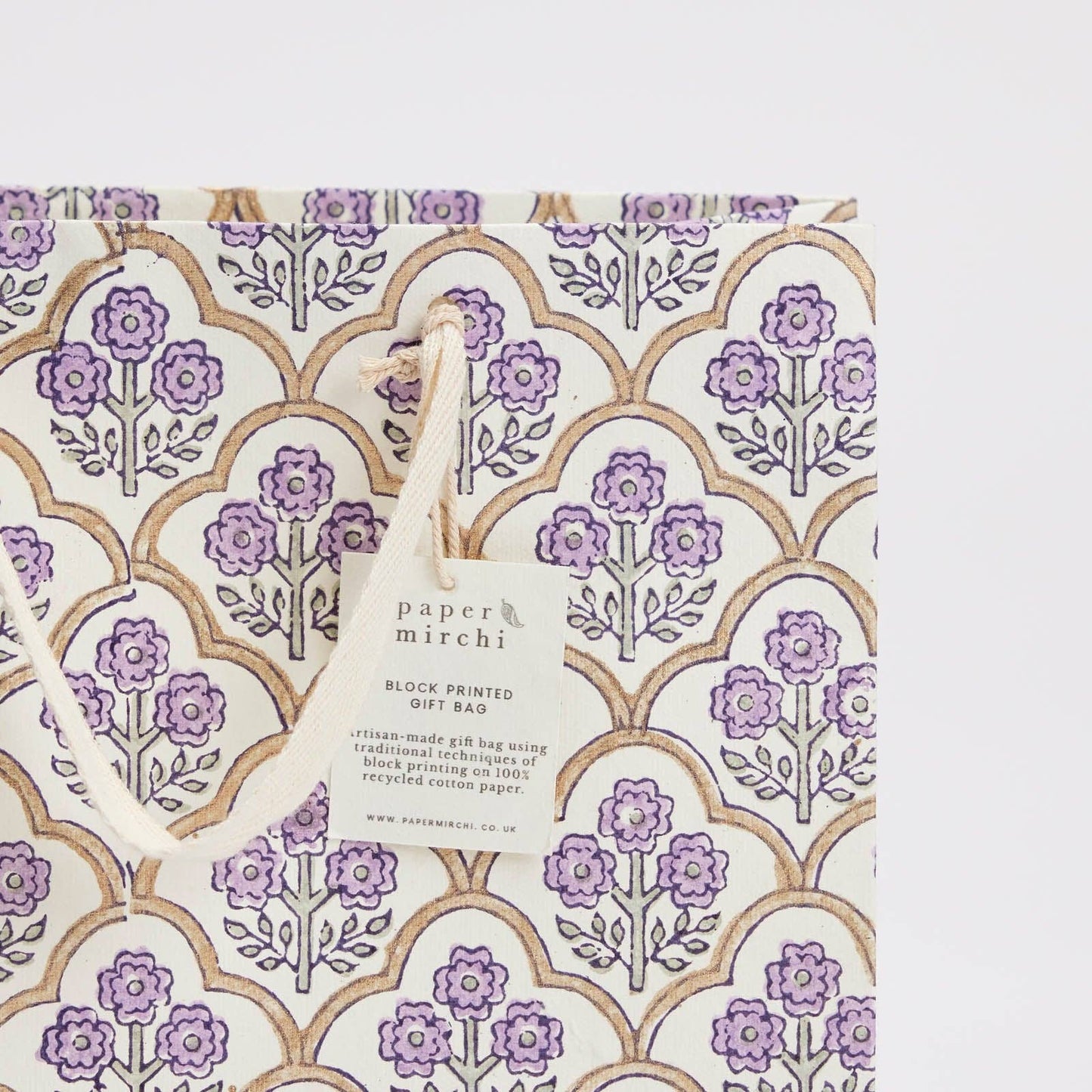 Block Printed Gift Bags (Medium) - Lavender