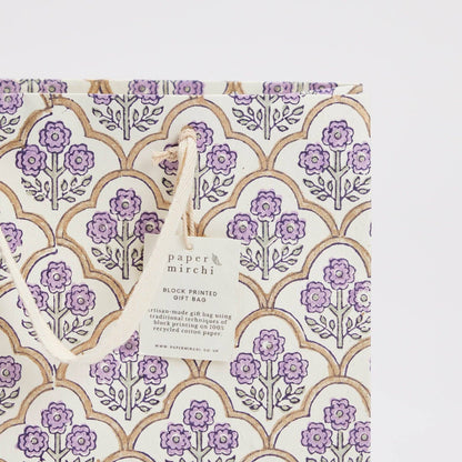 Block Printed Gift Bags (Medium) - Lavender