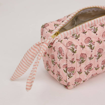 Organic Cotton Toiletry Bag (Small)  - Ditsy Floral Blush