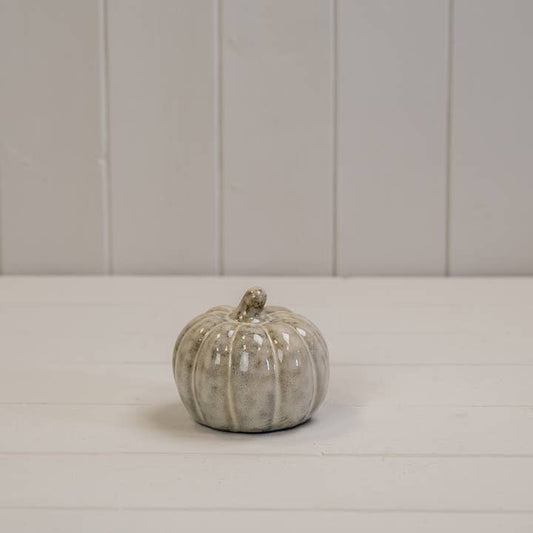 Beige Mottle Ceramic Pumpkin Decoration (7.5cm)