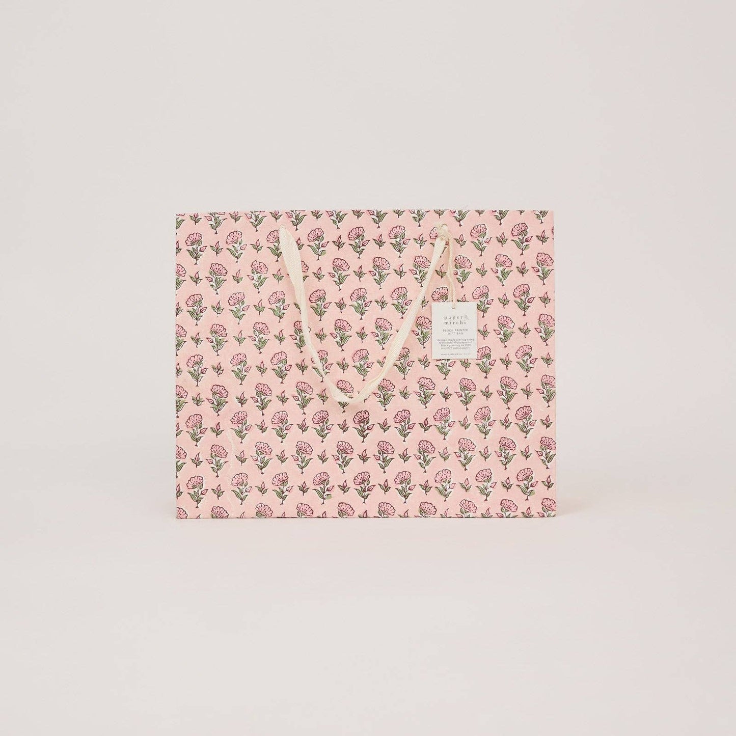 Hand Block Printed Gift Bags (Large) - Blush Refresh