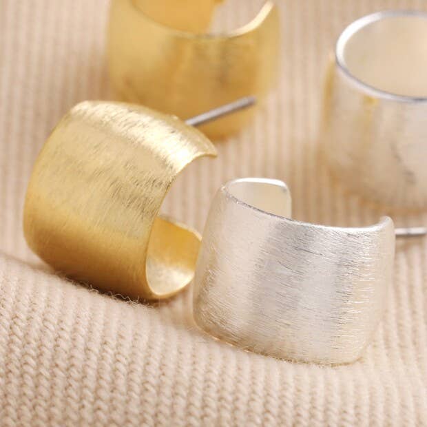 Brushed Wide Huggie Hoop Earrings