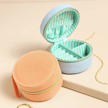 Souvenir Round Linen travel Jewellery Case Tangerine