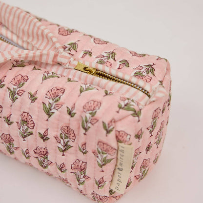 Organic Cotton Toiletry Bag (Small)  - Ditsy Floral Blush