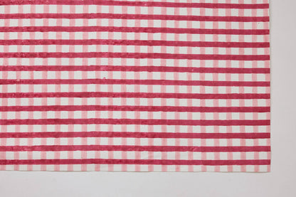 Block Printed Wrapping Paper Sheets - Gingham Christmas Pudding