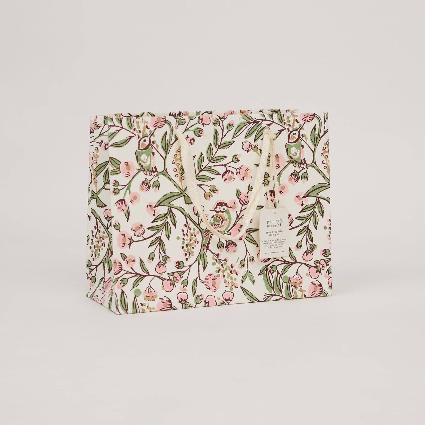 Hand Block Printed Gift Bags (Medium) - Blush Refresh
