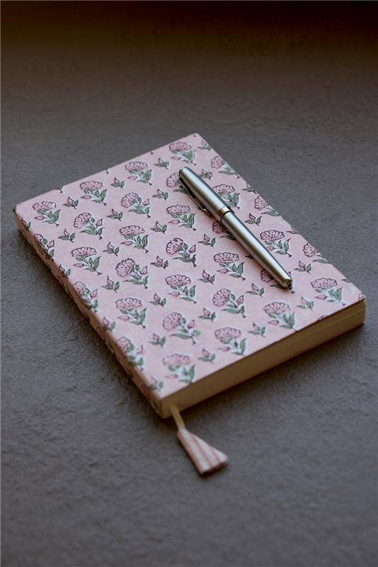 Block Printed Ruled Notebook (A5) - Ditsy Floral Blush
