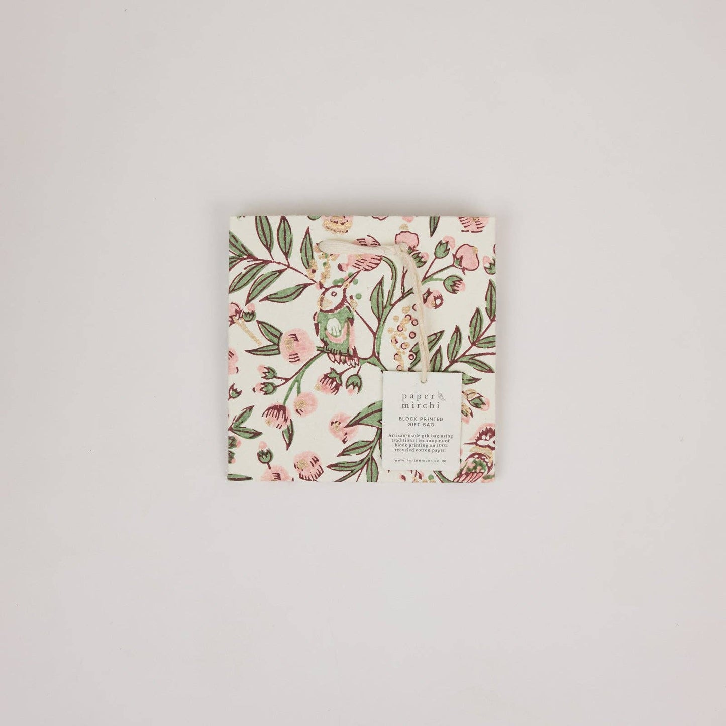Hand Block Printed Gift Bags (Small) - Blush Refresh