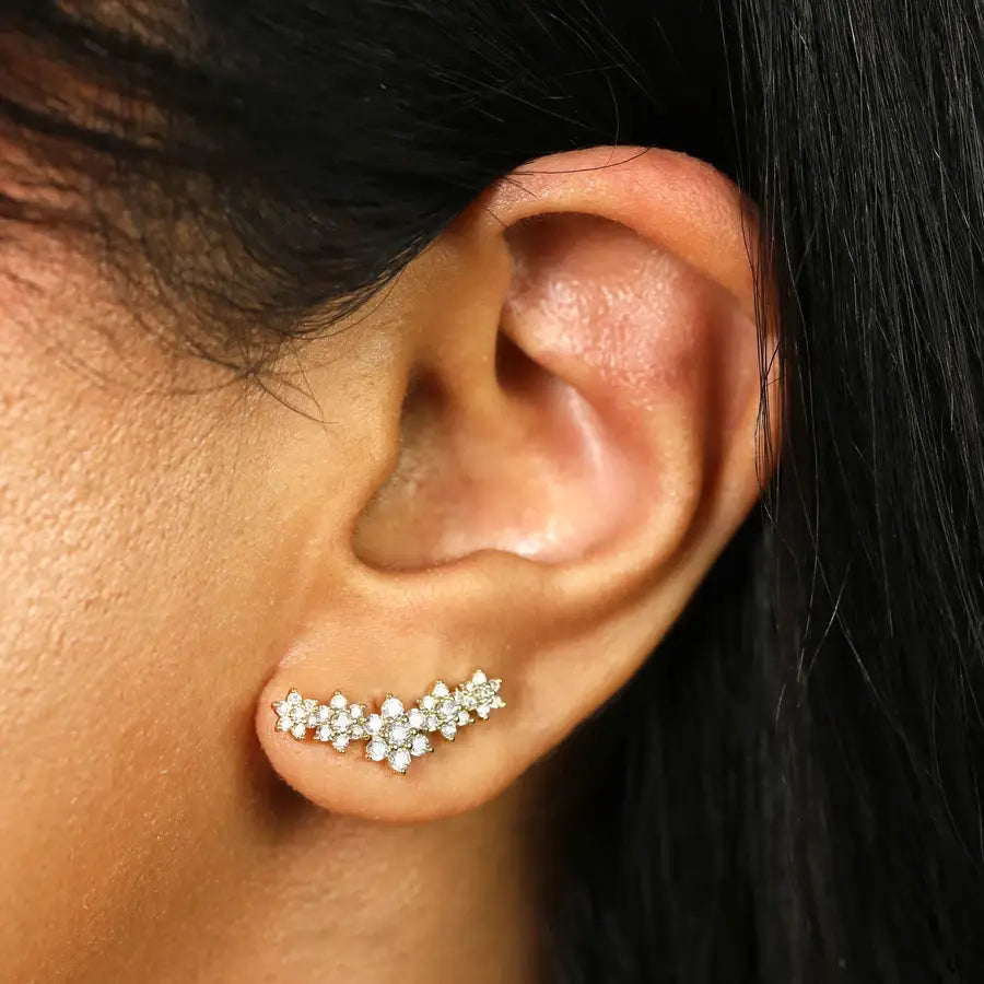 Crystal Star Ear Climber in Gold