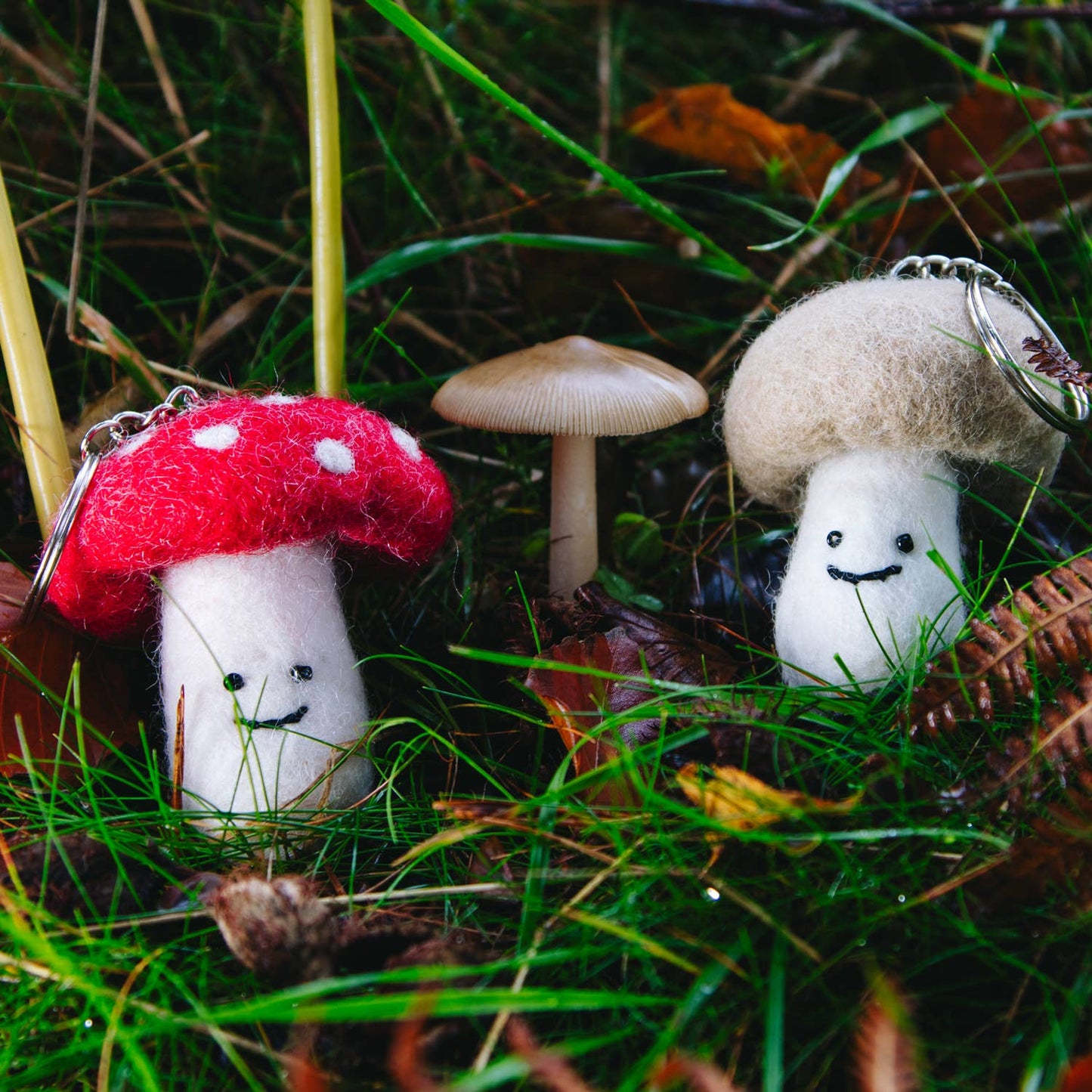 Felt Keychain - Brown Mushroom Keyring
