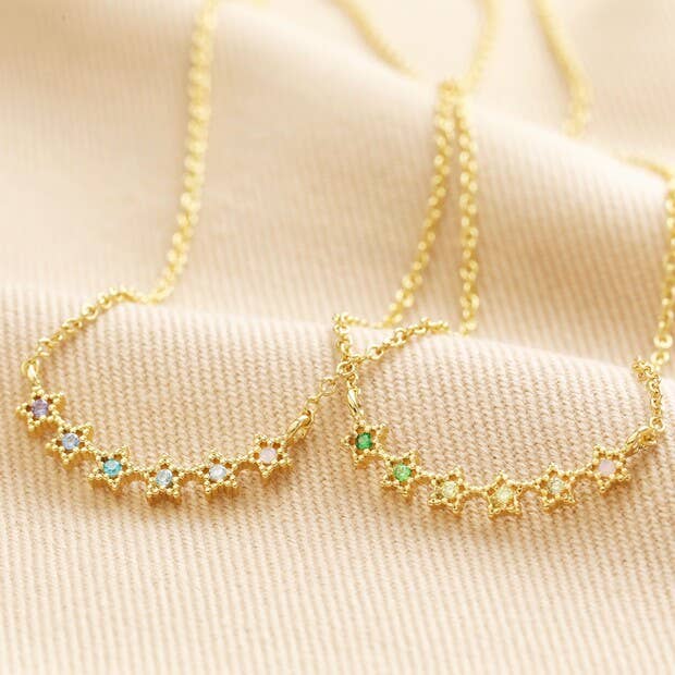 Ombre Crystal Star Bar Necklace in Gold