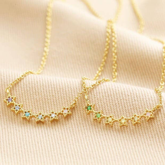 Ombre Crystal Star Bar Necklace in Gold