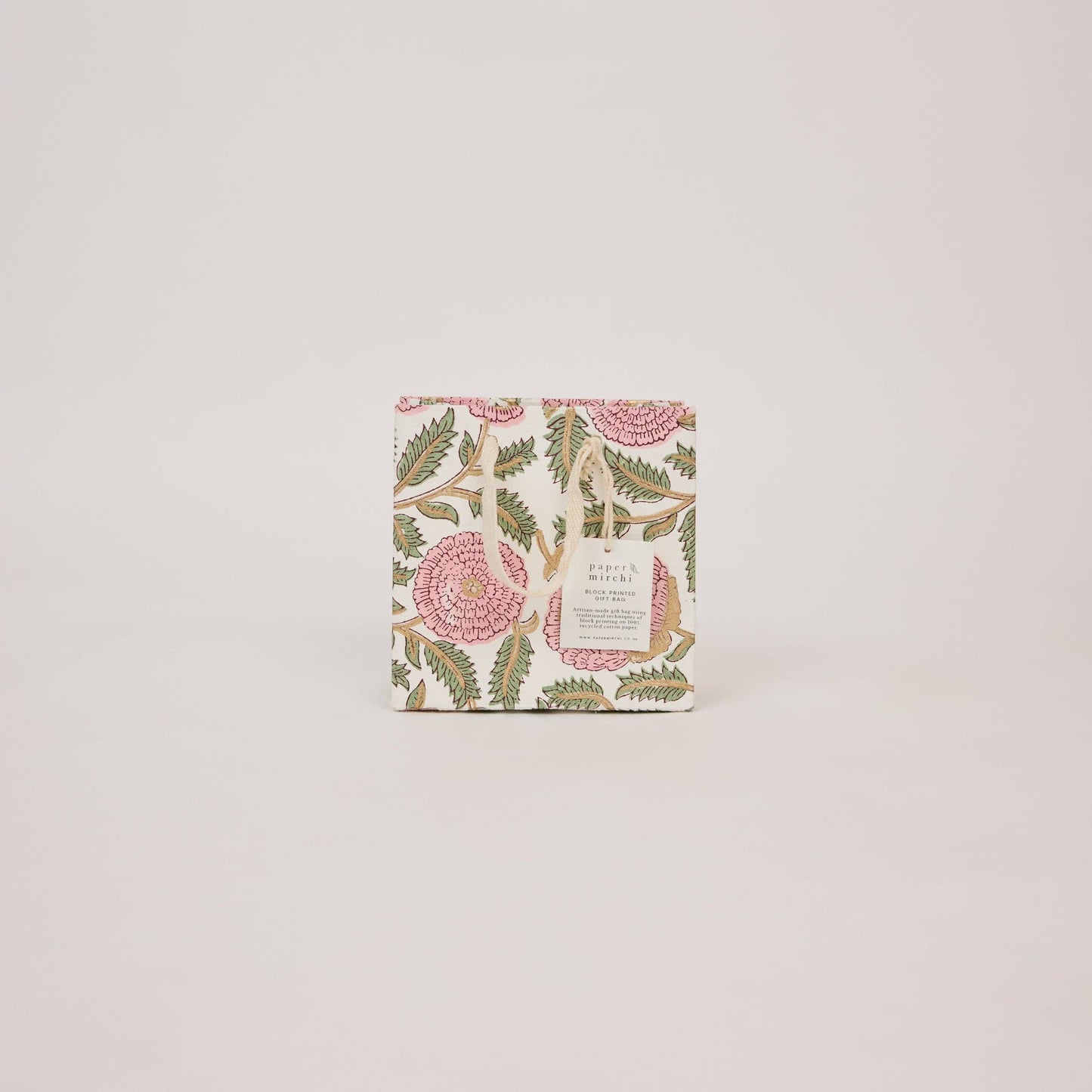 Hand Block Printed Gift Bags (Small) - Blush Refresh