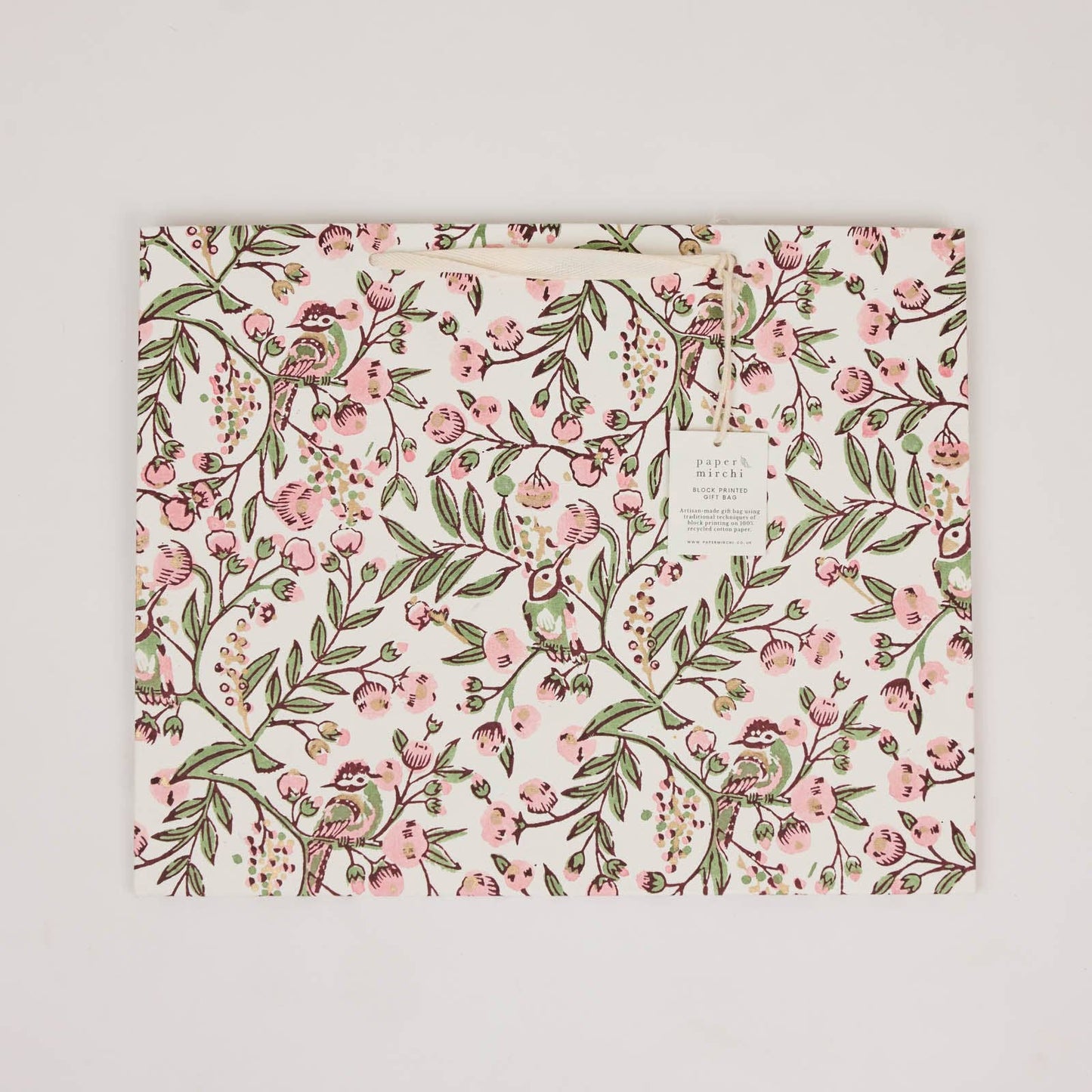 Hand Block Printed Gift Bags (Large) - Blush Refresh