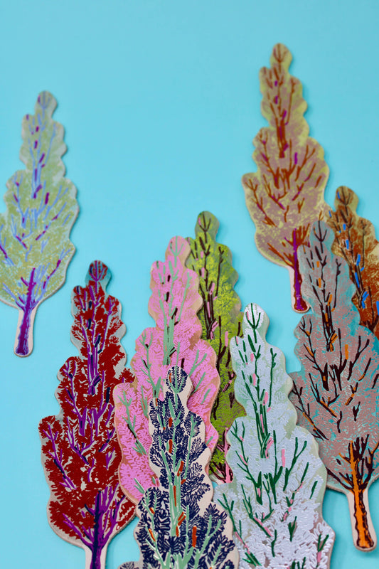 Hand Painted Tree Hugger Leather Bookmark
