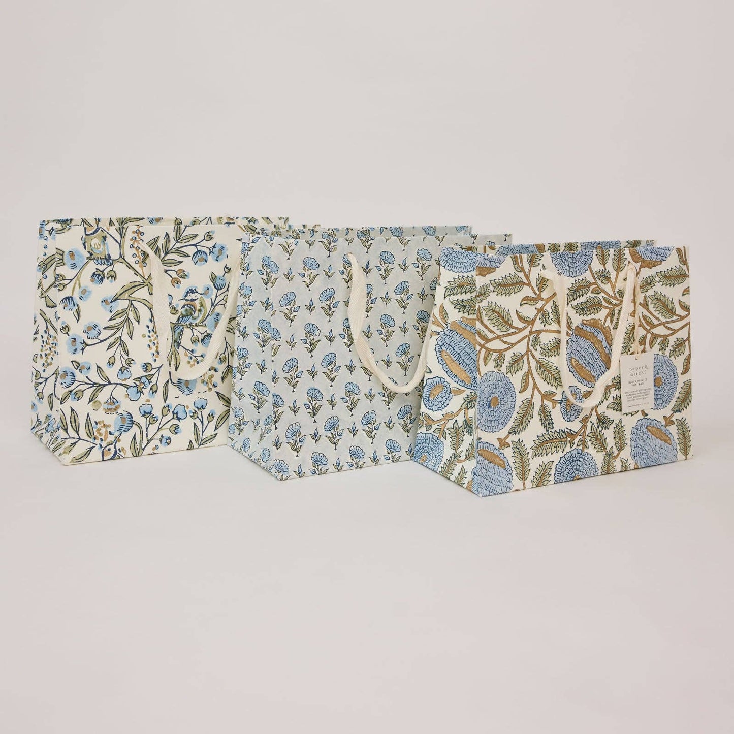 Hand Block Printed Gift Bags (Medium) - Blue Stone Refresh
