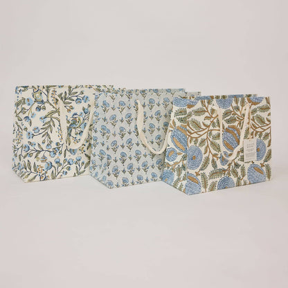 Hand Block Printed Gift Bags (Medium) - Blue Stone Refresh