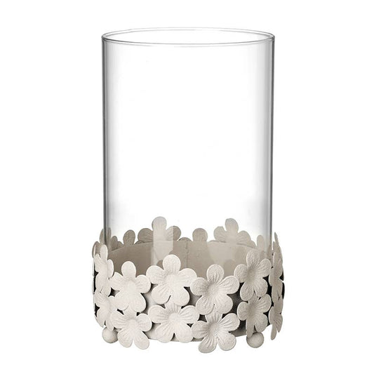 WHITE FLOWER BASE CANDLE HOLDER